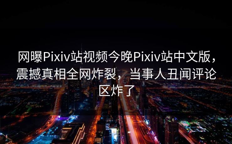 网曝Pixiv站视频今晚Pixiv站中文版，震撼真相全网炸裂，当事人丑闻评论区炸了