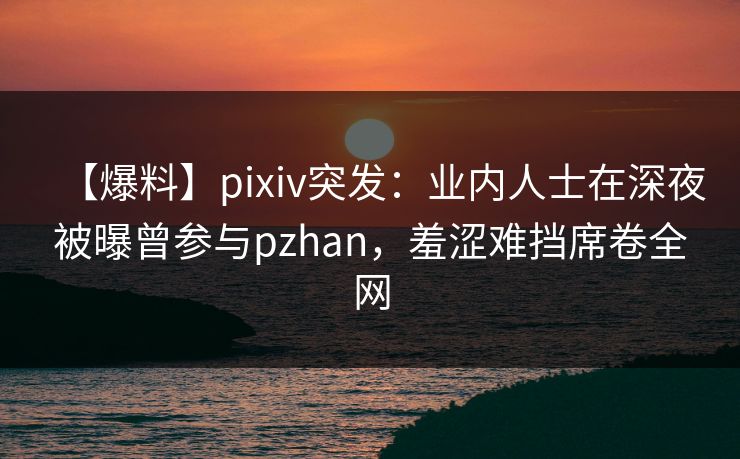 【爆料】pixiv突发：业内人士在深夜被曝曾参与pzhan，羞涩难挡席卷全网