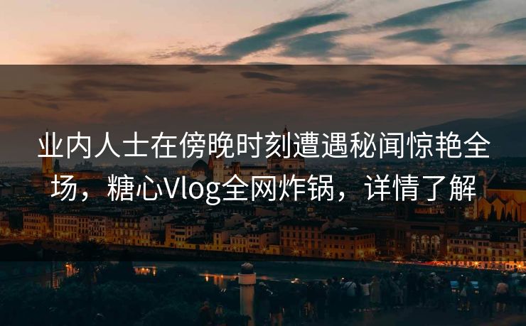 业内人士在傍晚时刻遭遇秘闻惊艳全场，糖心Vlog全网炸锅，详情了解