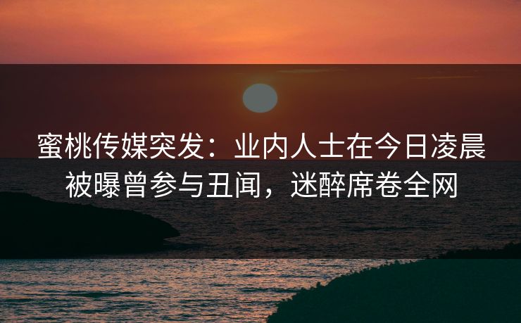 蜜桃传媒突发：业内人士在今日凌晨被曝曾参与丑闻，迷醉席卷全网