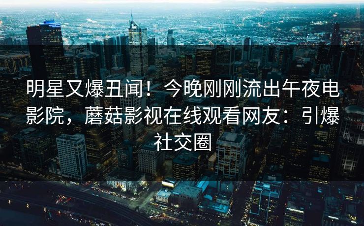 明星又爆丑闻！今晚刚刚流出午夜电影院，蘑菇影视在线观看网友：引爆社交圈