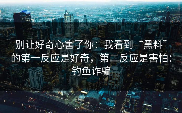 别让好奇心害了你：我看到“黑料”的第一反应是好奇，第二反应是害怕：钓鱼诈骗